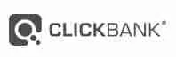 A grayscale logo of ClickBank, featuring an exclamation mark and the company name in a modern font.