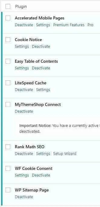 list of WordPress plugins