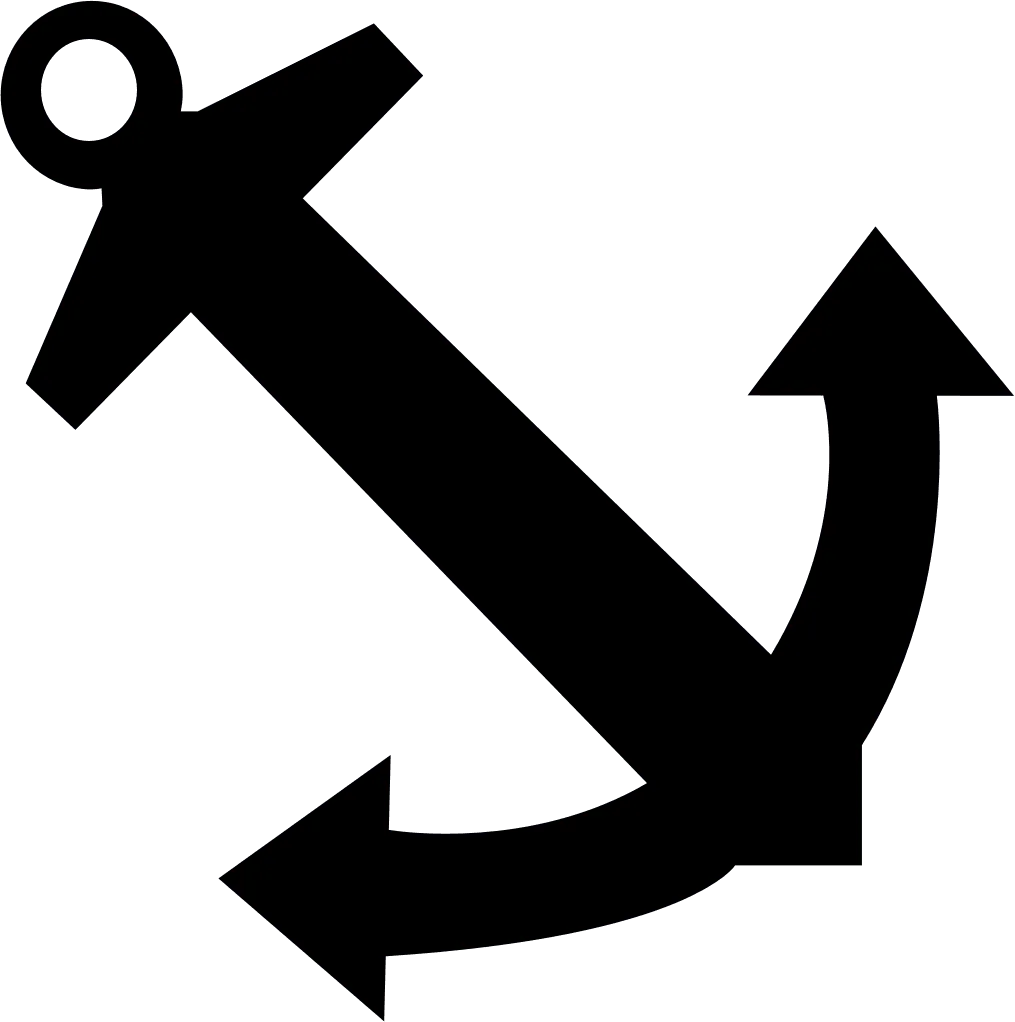 An illustration of a dark anchor, symbolizing stability, security, or maritime themes.