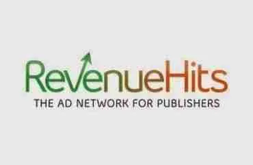 Revenuehits - the ad network for publishers" logo, featuring a stylized green and orange text. RevenueHits Alternative To Google Adsense