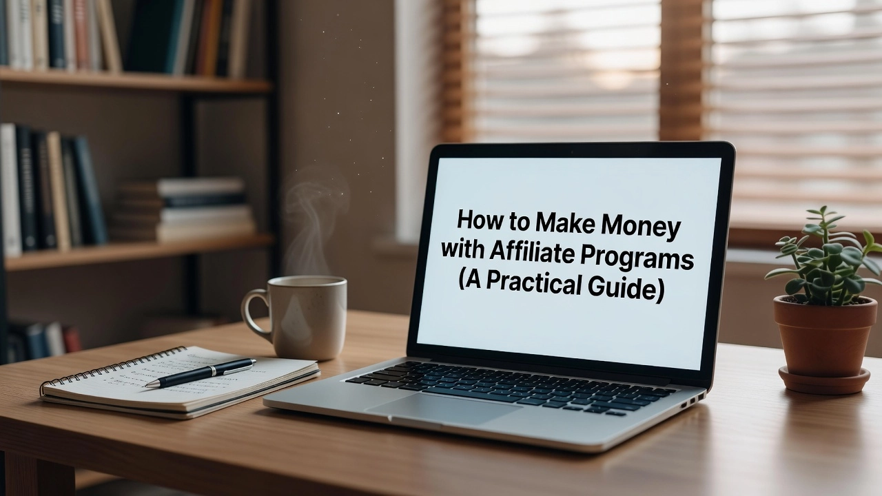 Professional header image for educational tutorial: How to Make Money with Affiliate Programs (A Practical Gu...