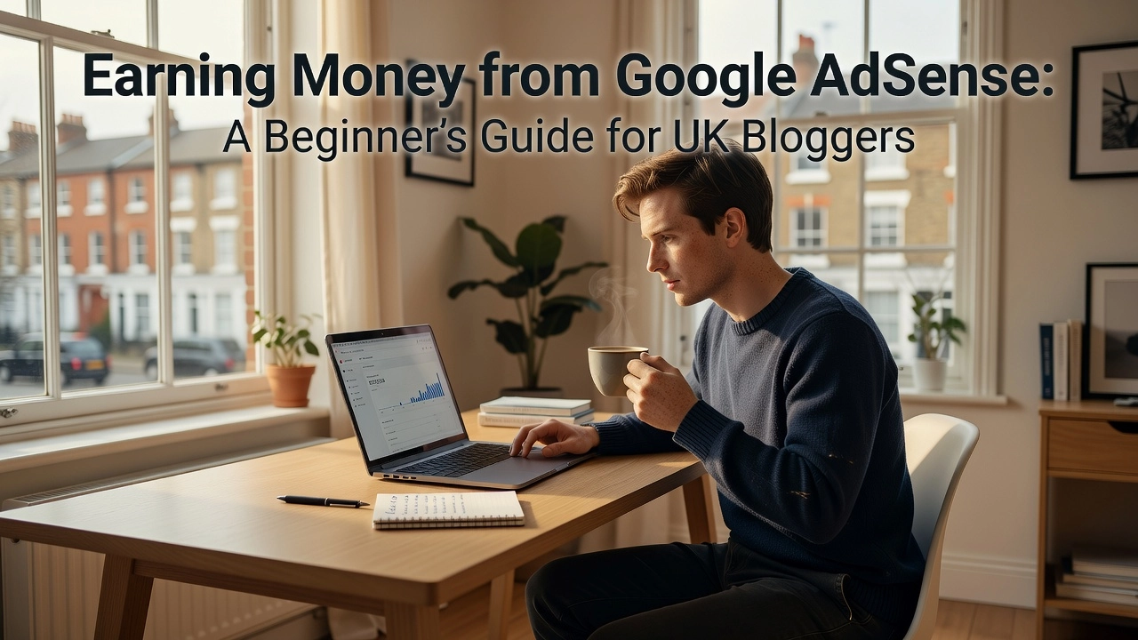 Professional header image for educational tutorial: Earning Money from Google AdSense: A Beginner's Guide for...