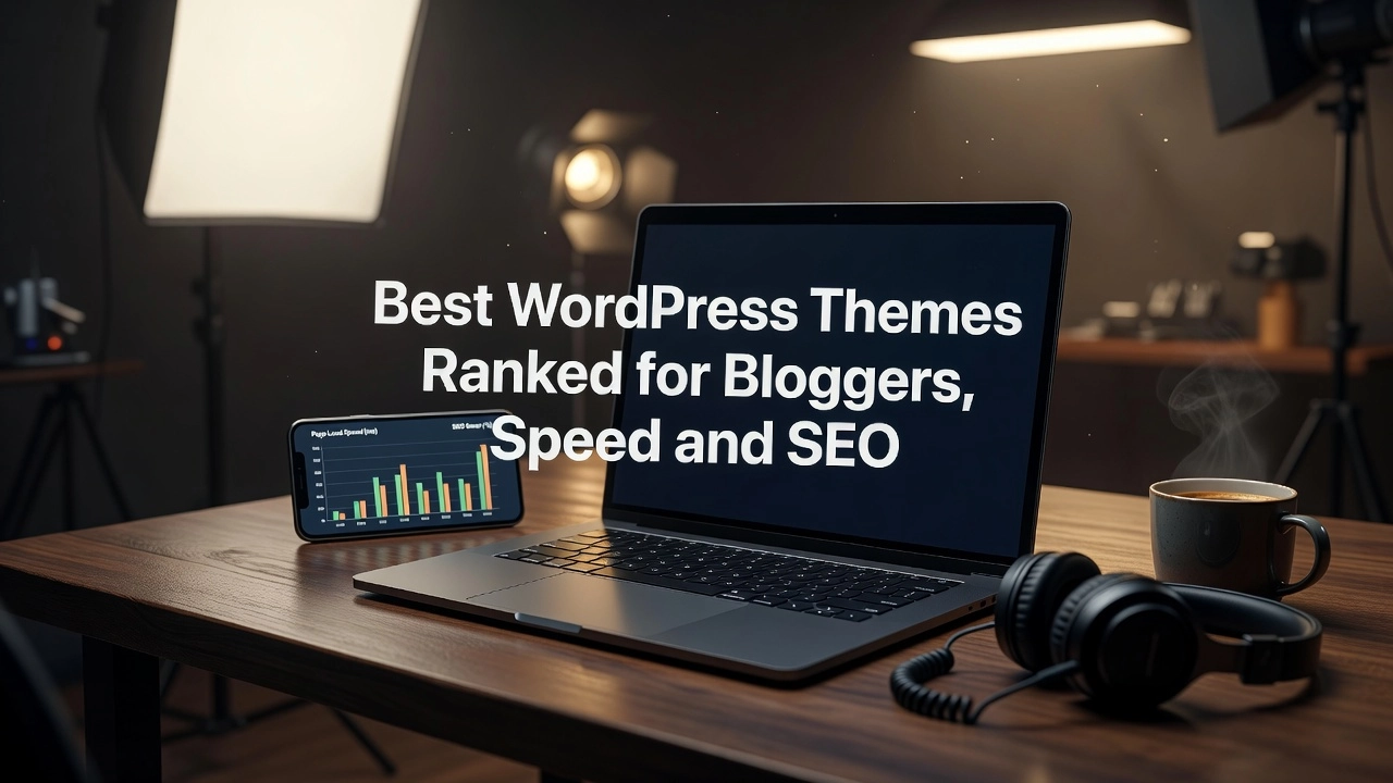 Professional header image for list-based article: Best WordPress Themes Ranked for Bloggers, Speed and SEO