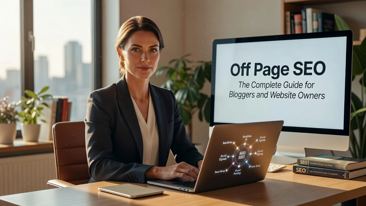 Professional header image for list-based article: Off Page SEO: The Complete Guide for Bloggers and Website...