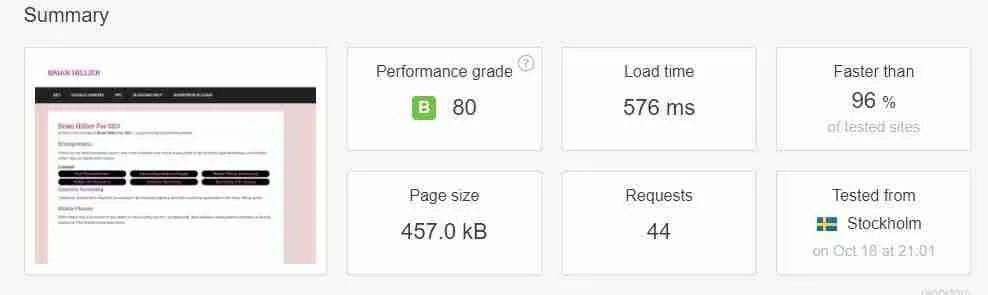 Page Speed test