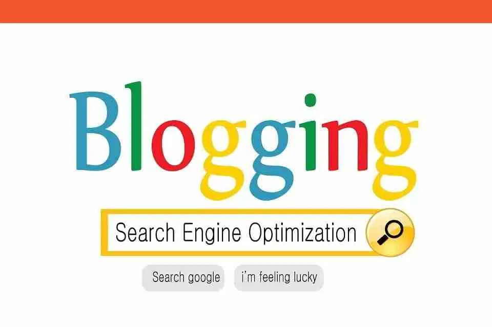 Blogging and search engine optimization concept represented with google search page elements, highlighting how to start your own blog for free.